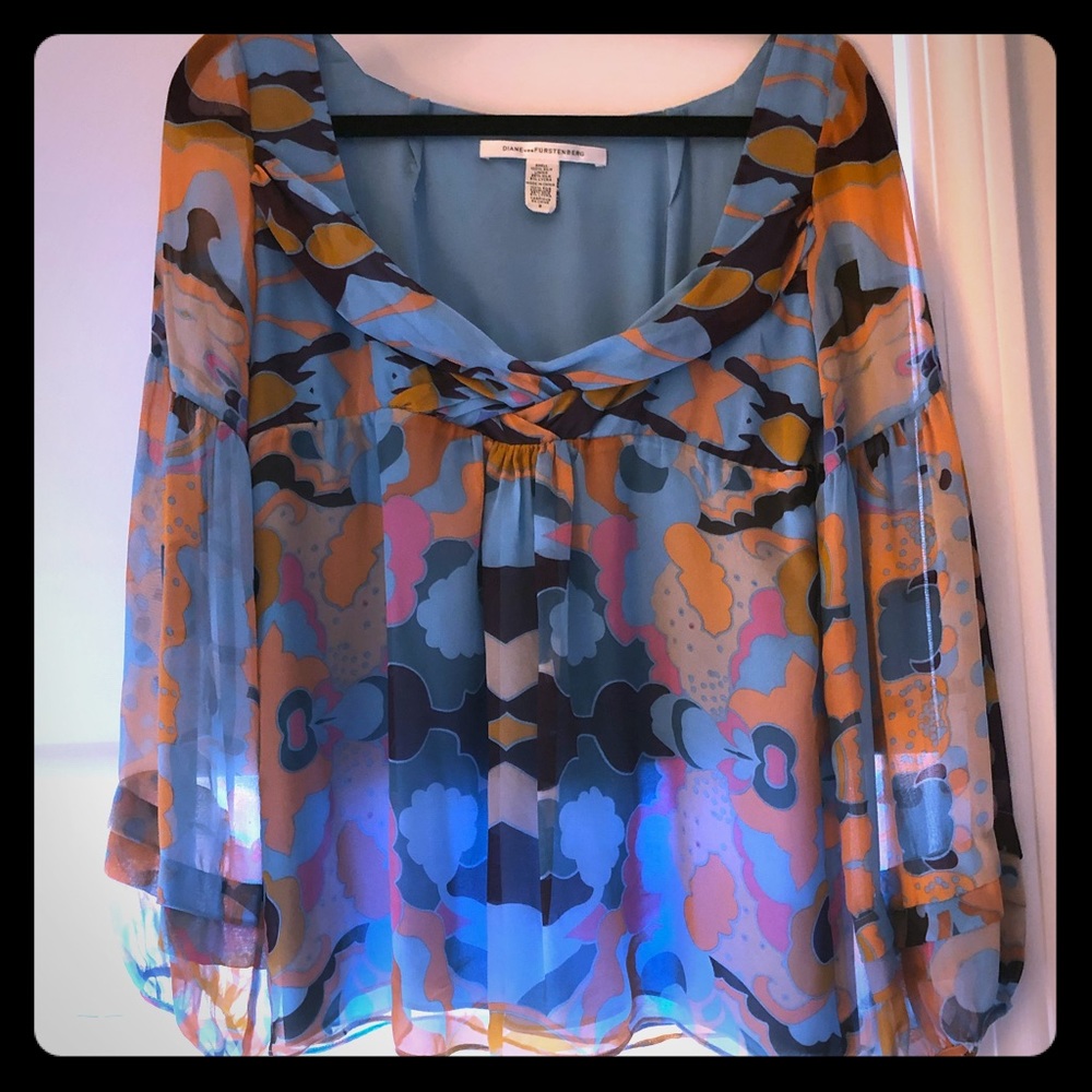 Colorful Size 6 DVF Blouse